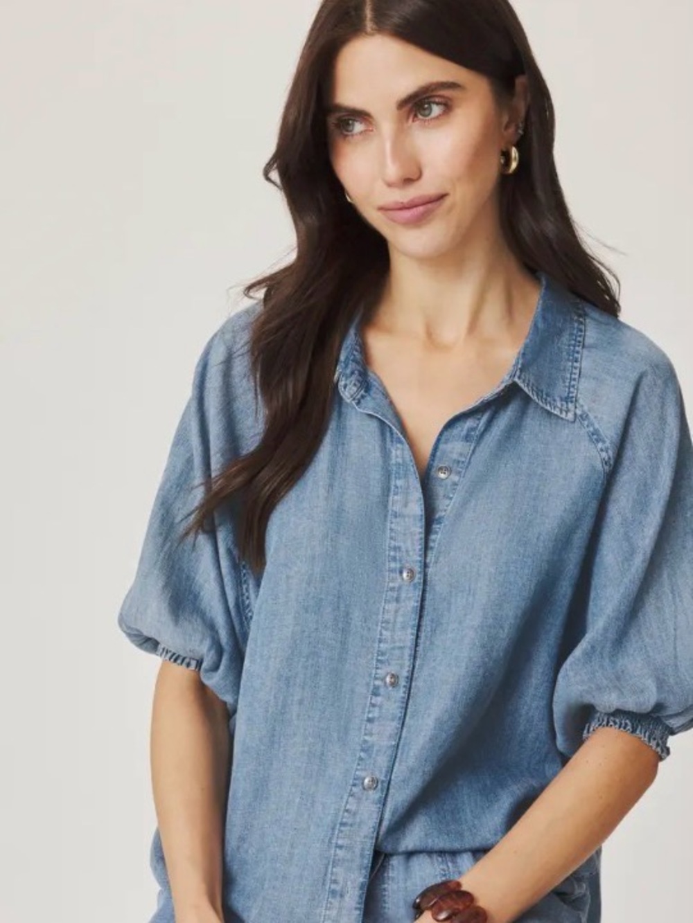 Splendid Talia denim western boho shirt
